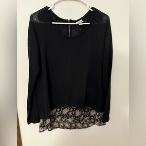 Mossimo Supply Co. Black Blouse with Floral Detail